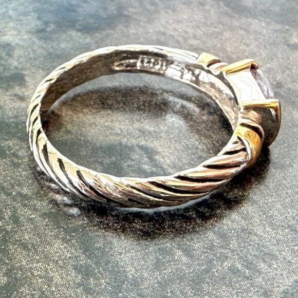 Lavender CZ Cable Band Ring Size 8 10K Gold Estate Jewelry Timeless Style - Picture 4 of 14